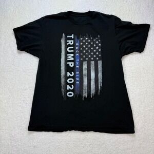 Trump 2020‎ Shirt mens medium Back The Blue American Flag Graphic Print T-Shirt